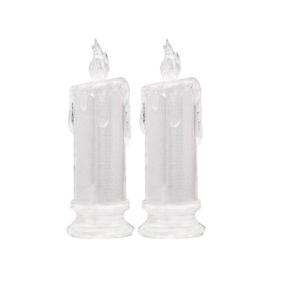 2pcs Decorative Candle Light Luminous Candle Lamp Desktop Adornments for Restaurant Use