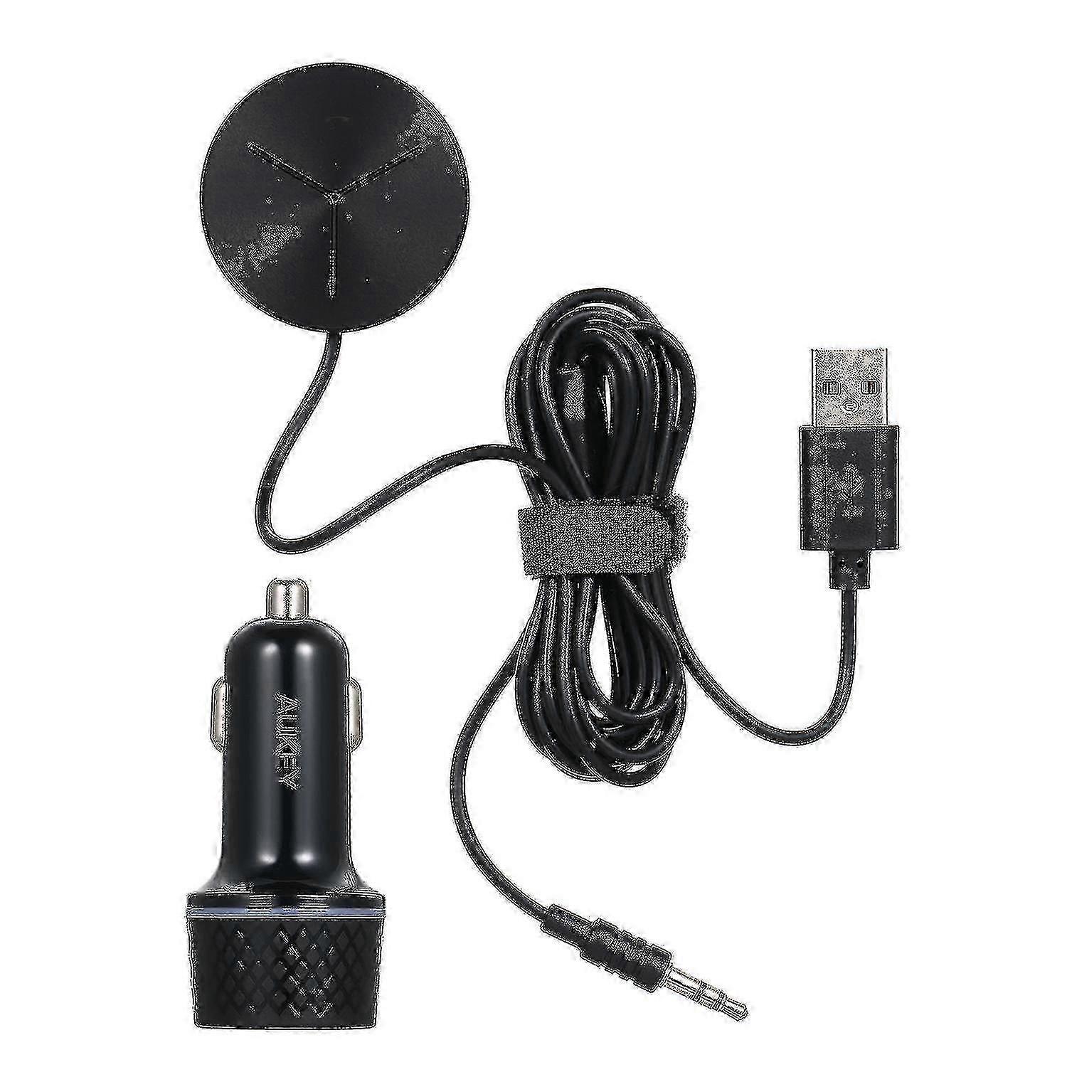 Aukey Wireless Audio Receiver Car Kit, Bluetooth 5.1 Adapter with 2-Port Charging for In-Car Music Streaming