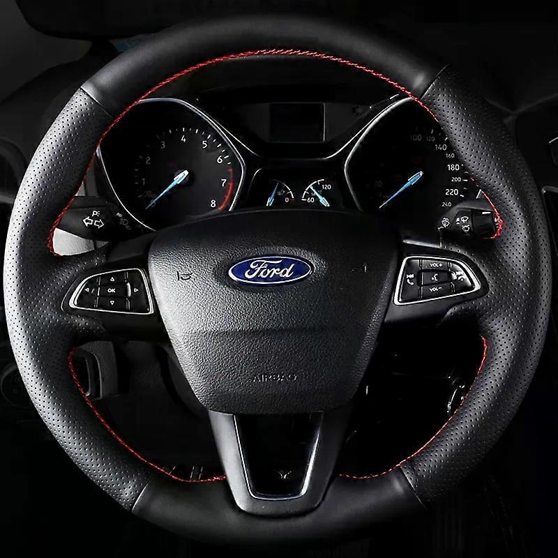 Customize Microfiber Leather Car Steering Wheel Cover Suitable for d Focus 3 2015-2018 Kuga 2016-2019 Escape C-MAX Ecosport 2018-2019