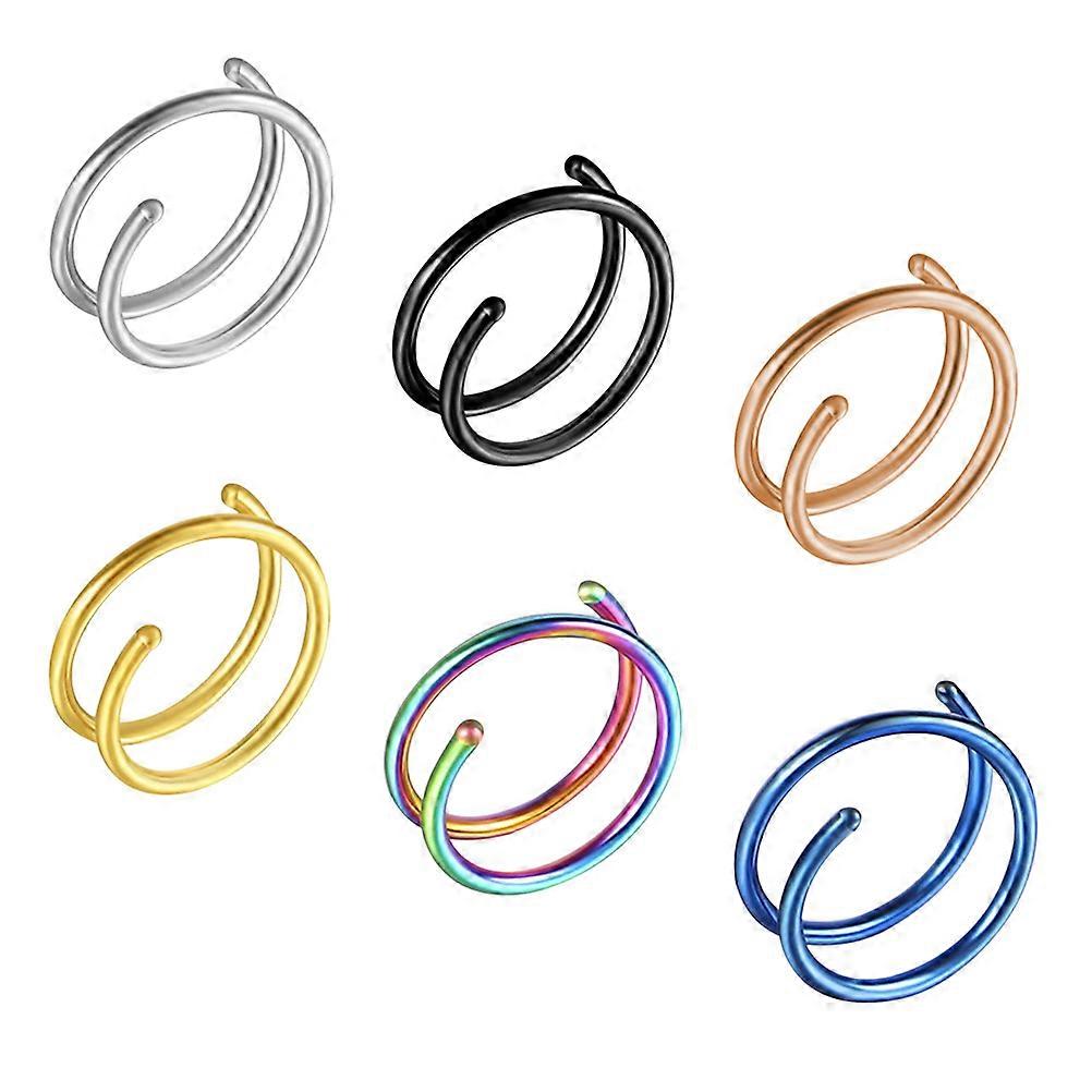 Nose Rings Spiral Stainless Steel Nose Studs for Decor 6Pcs Assorted Color
