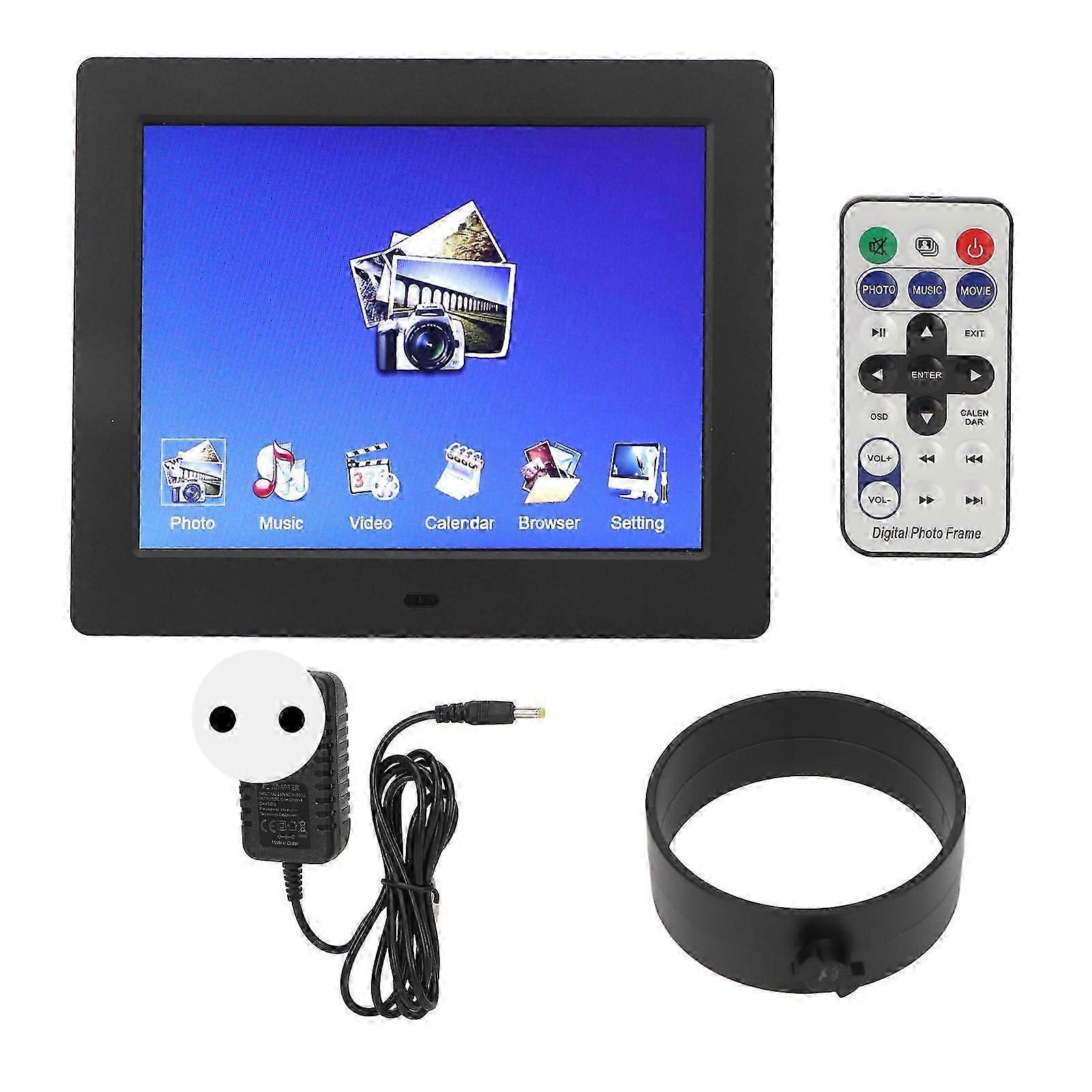 8in Digital Picture Frame 800x600 Clock Calendar Timing Lcd Electronic Photo Frame Advertising Machine Black 100240v Eu Plug