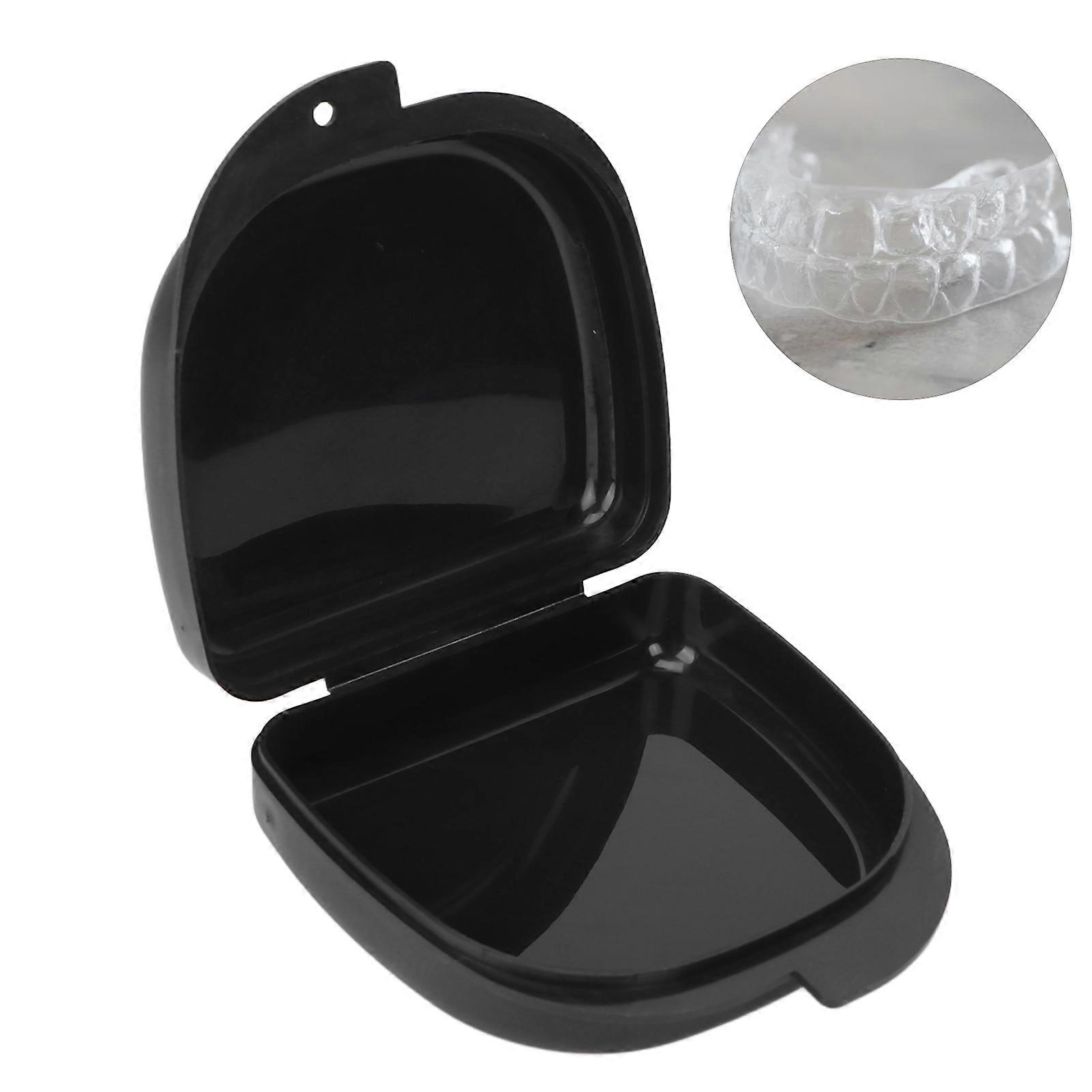 Orthodontic Retainer Storage Case Black Plastic Half Mouth Box
