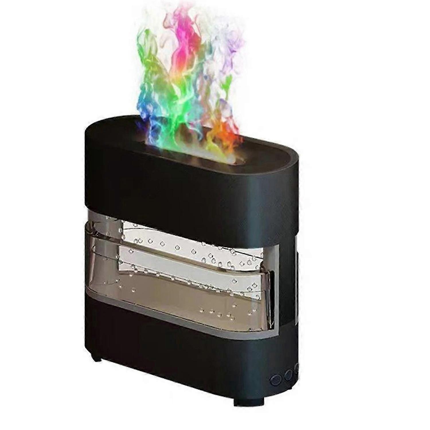 Simulation Flame Humidifier Colorful Rain Fire Aroma Diffuser,Black