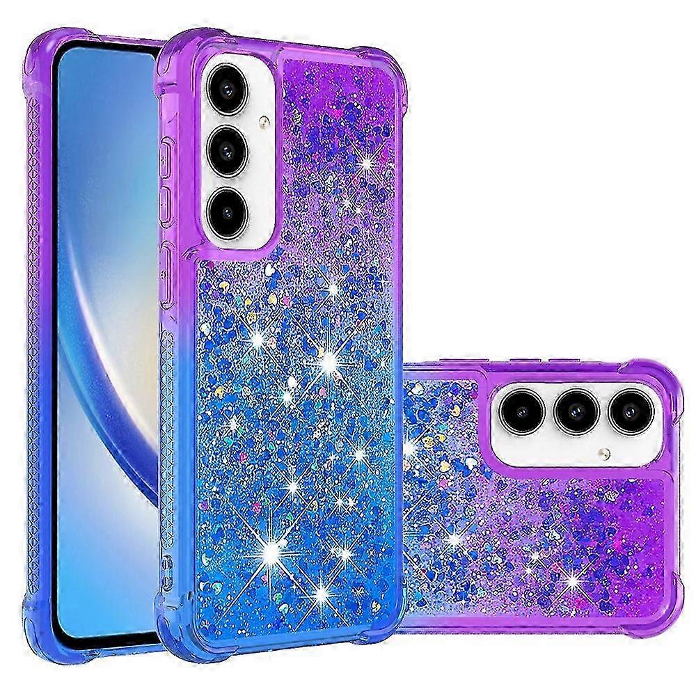 For Samsung Galaxy A56 5G TPU Case Gradient Quicksand Phone Back Cover - Pink+Sky Blue