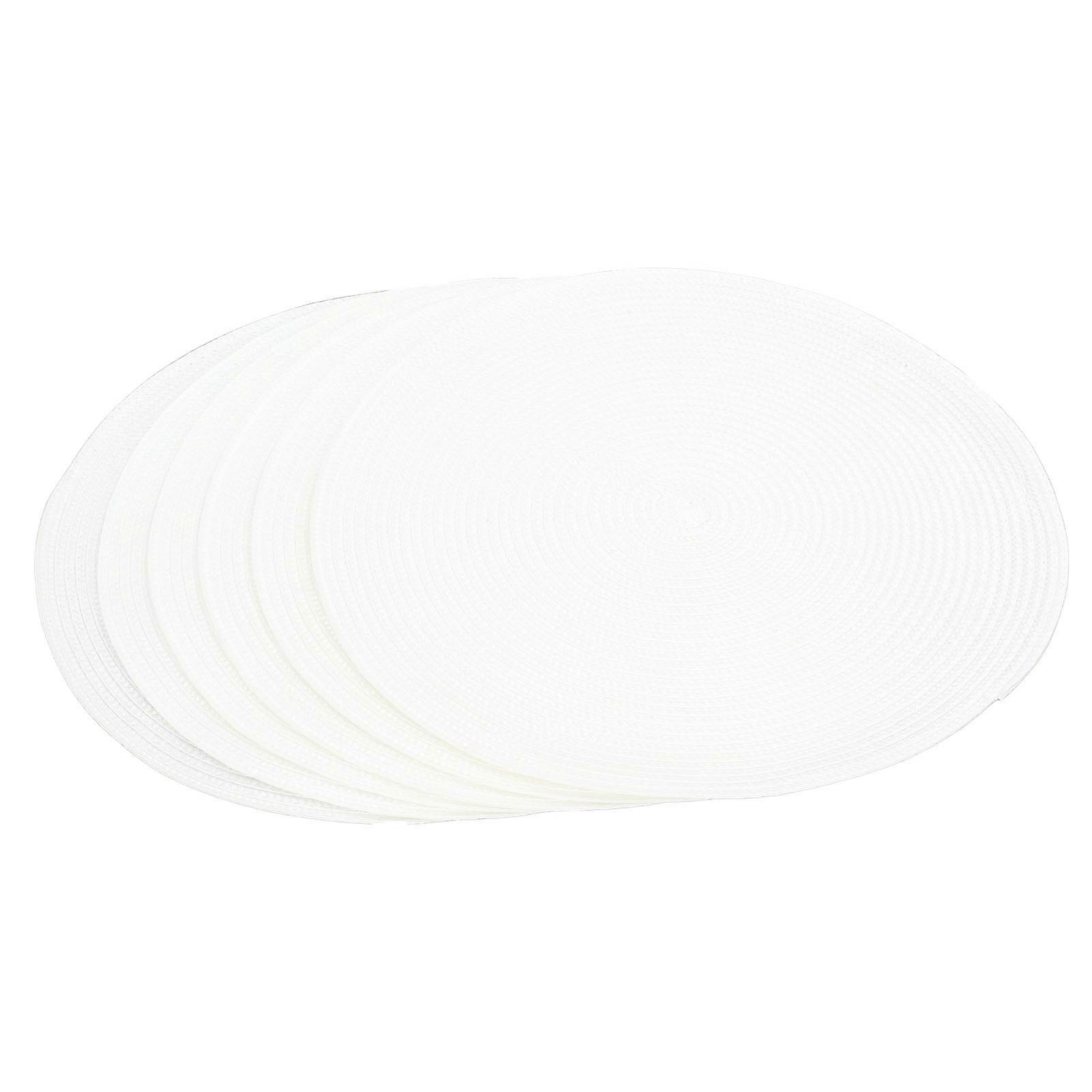 6PCS White Round Woven Table Mats 33cm Heat Insulation Set