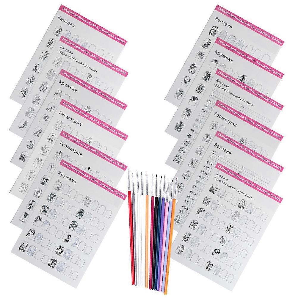 Nail Practice Drawing Template for Training Use with 1Set Nail Art Liner Pen