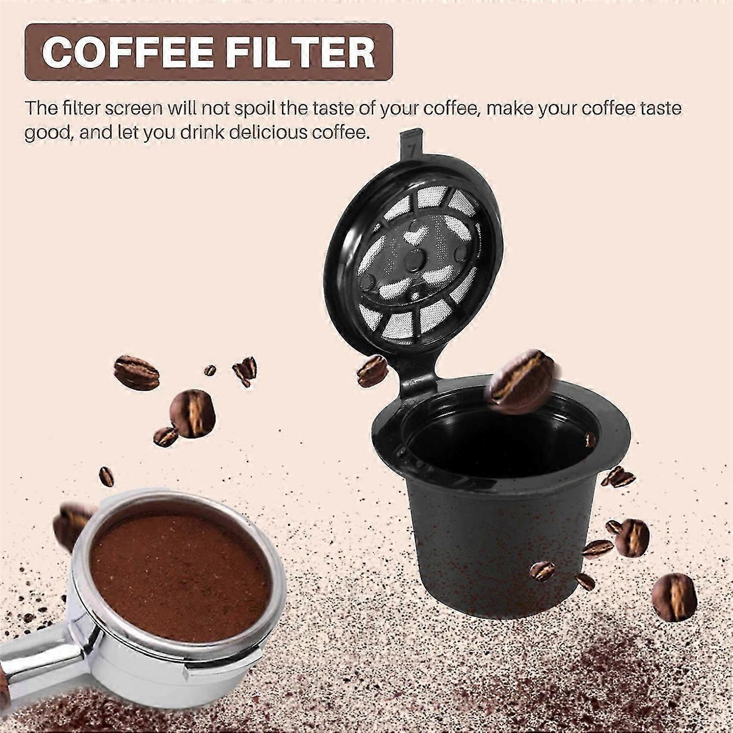 4x Refillable Reusable Coffee Capsules Pods For Machines Spoon