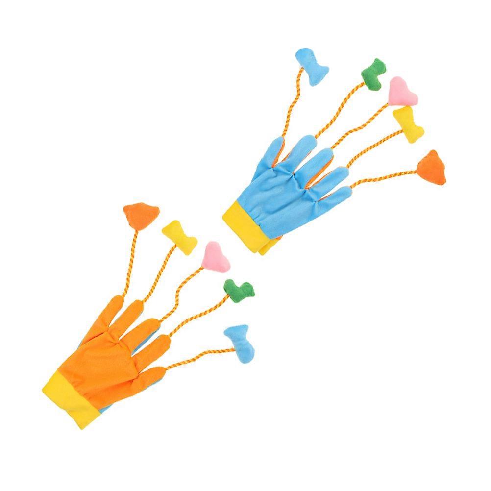Interactive Cat Teaser Glove Plush Glove Toy with Bell for Cat Play 10Pcs