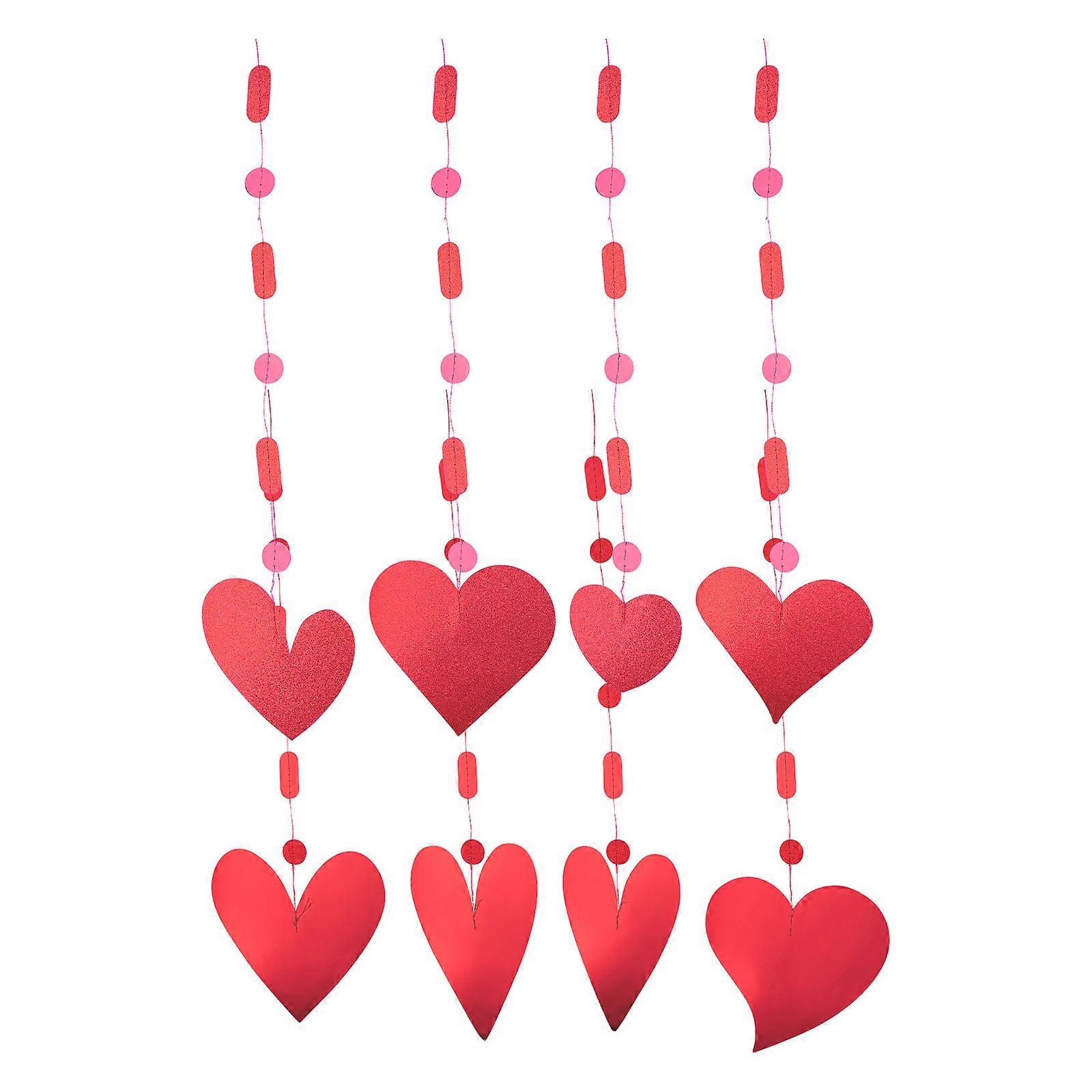Party Scene Layout Pendant for Decor 8Pcs Red Paper Heart Strings