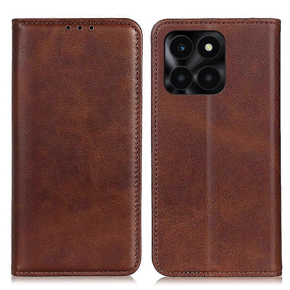 For Honor X6a 4G Mobile Phone Case Shockproof Cowhide Texture Split Leather Wallet Stand Shell