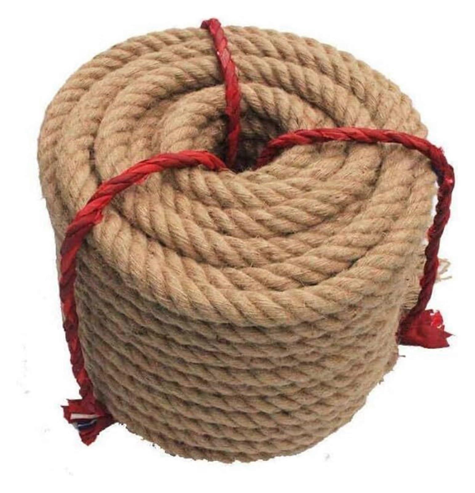 Jute Rope 10 m Length, 3 Diameters: 35 mm, 40 mm, 45 mm, 4-Strand Thick Jute String For Gardening And Camping