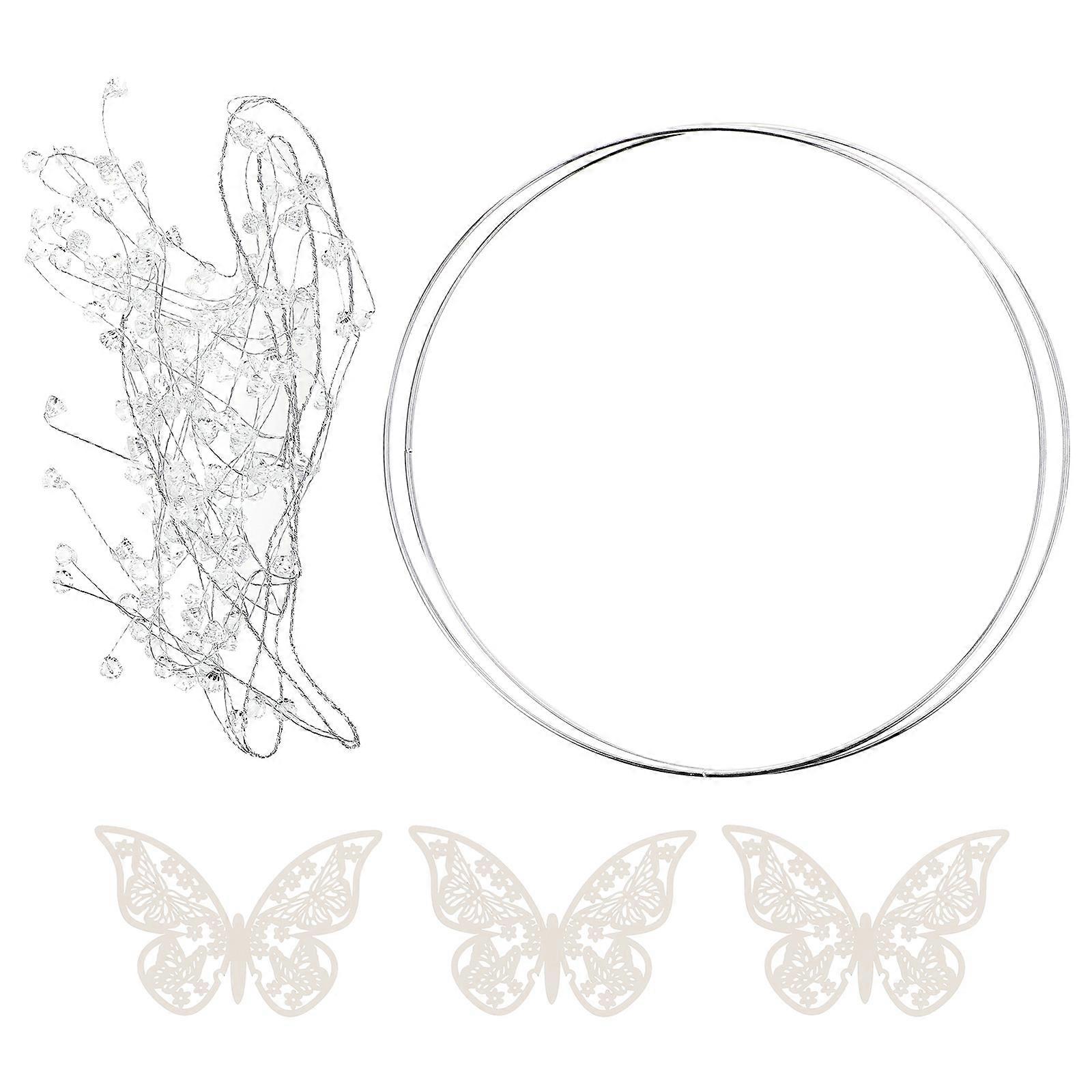 Rhinestone Cake Decor Iron Big Ring for Decoration 2Sets Silver