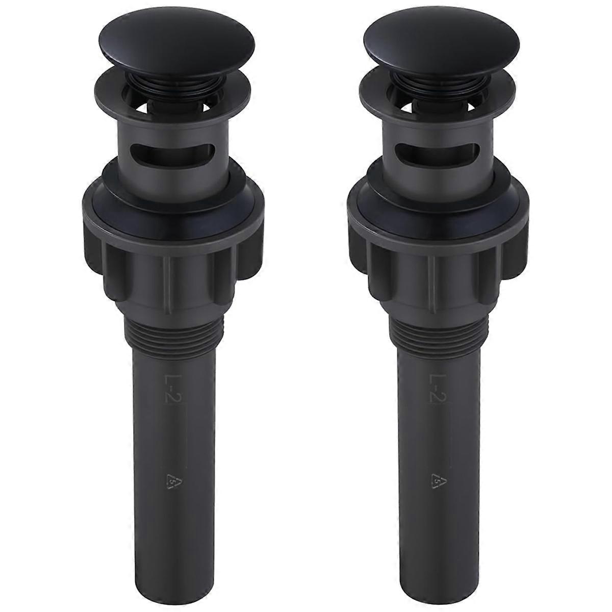 Bathroom Sink Drain with Overflow 2 Pack, Matte Black -Up Drain
