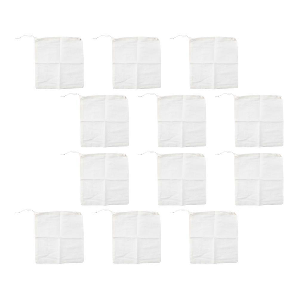 Beige Filter Bags Cotton Drawstring Soup Bags for Storing 12Pcs