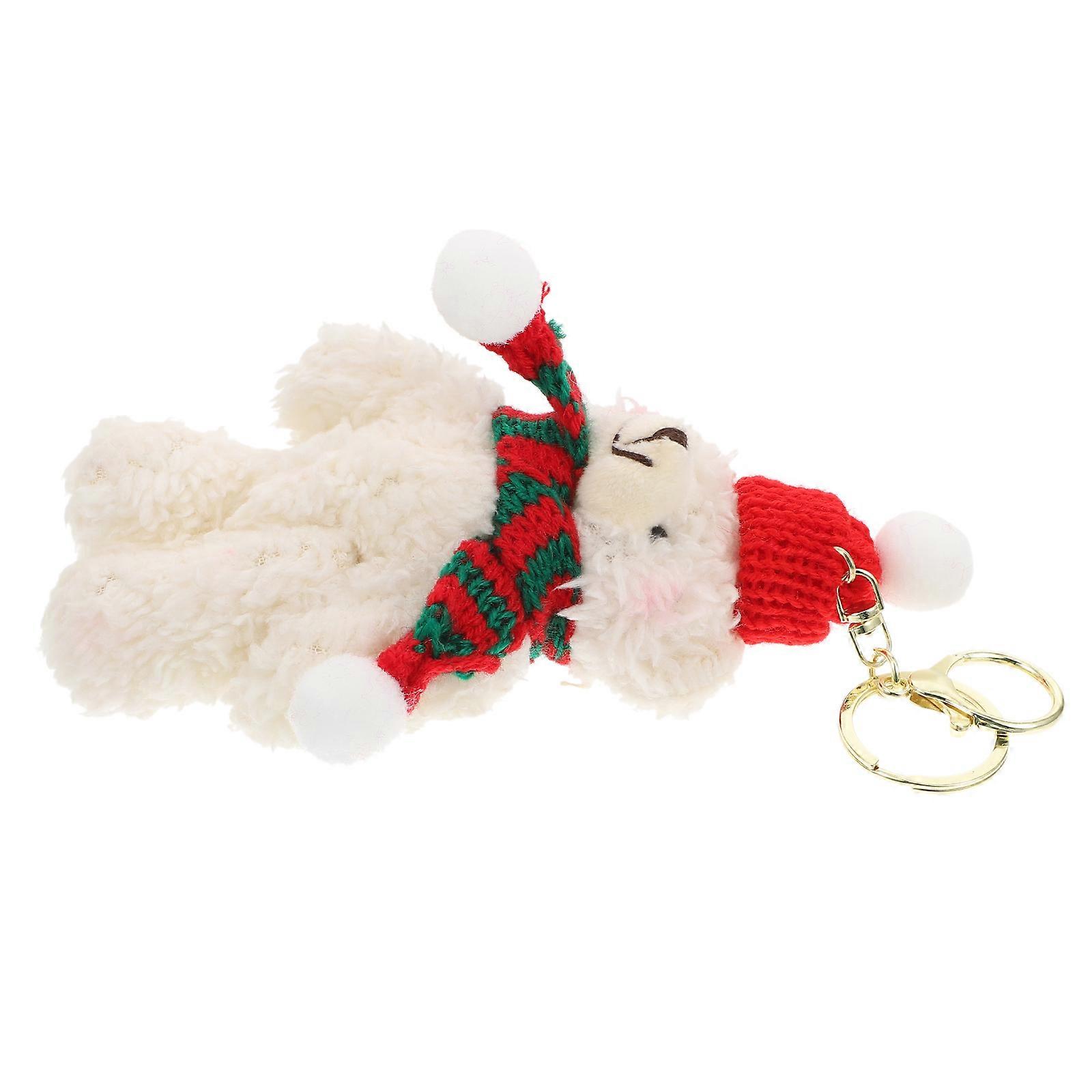 Cute Stuffed Animal Keychain Backpack Accessory For Kids Daily Use White Color 1Pc