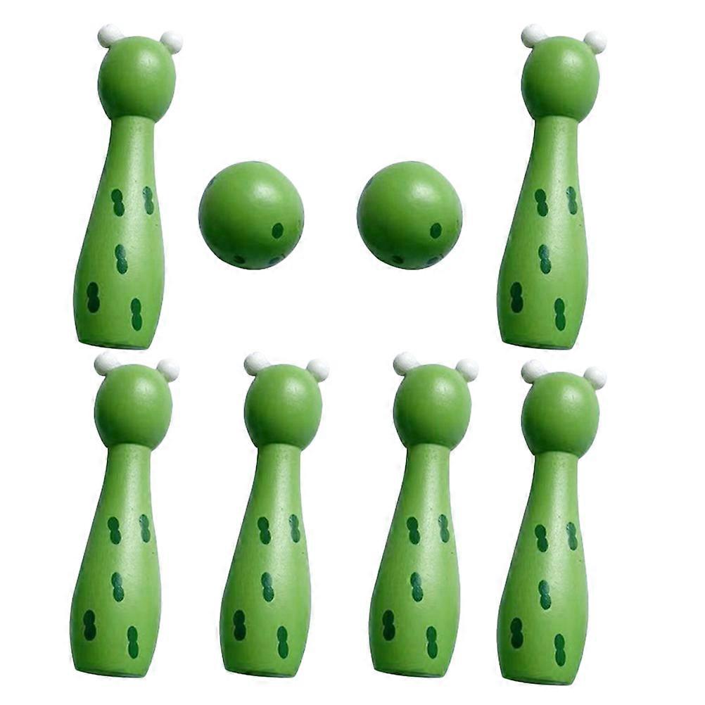 Bowling Set For Kids 4 Sets Cartoon Bowling Balls Interactive Plaything Indoor Play Educational Toy Green Smooth Surface 4Set