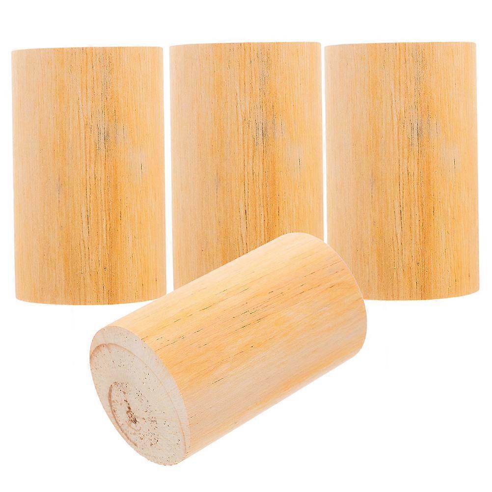 Round Wood Cylinder Riser 12 Pcs Furniture Height Adjustment For DIY Space Khaki Color Easy Installation