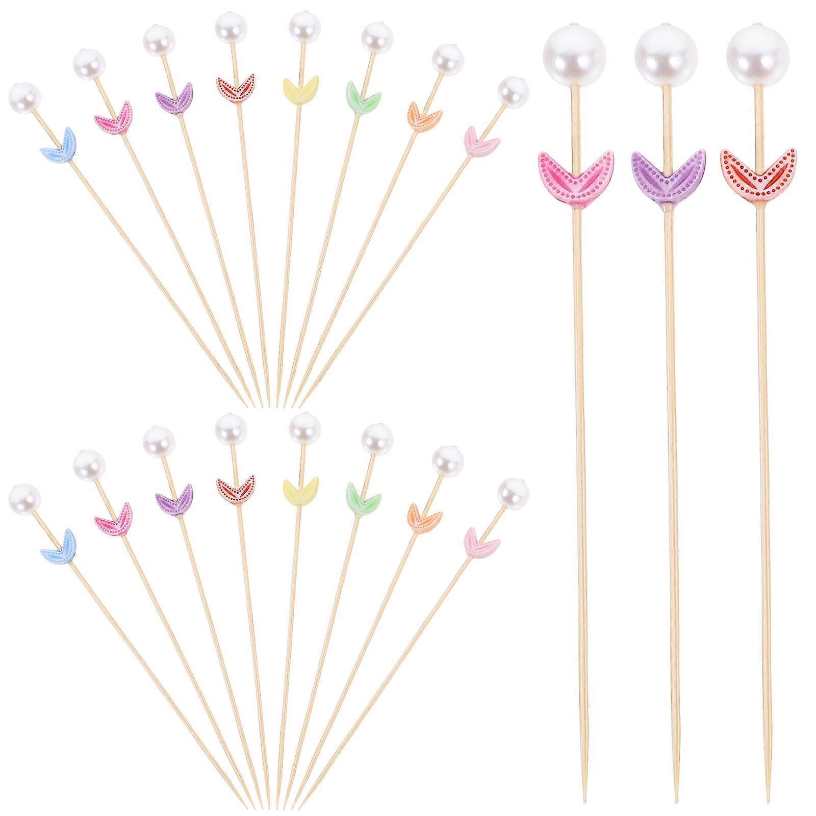 Cocktail Picks Fruit Picks Bamboo for Decoration Use 100Pcs Assorted Color
