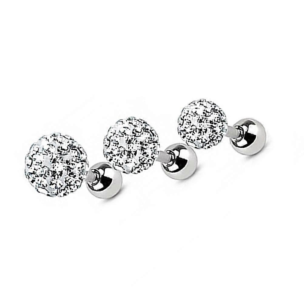 3Pcs Unisex Style Ear Bone Studs Featuring White Crystal Ball Beads Designed For Different Occasions