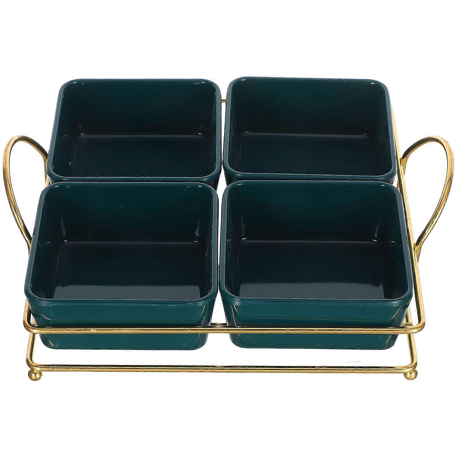 Compartment Serving Dish Tray for Serving 2Sets Dark Green