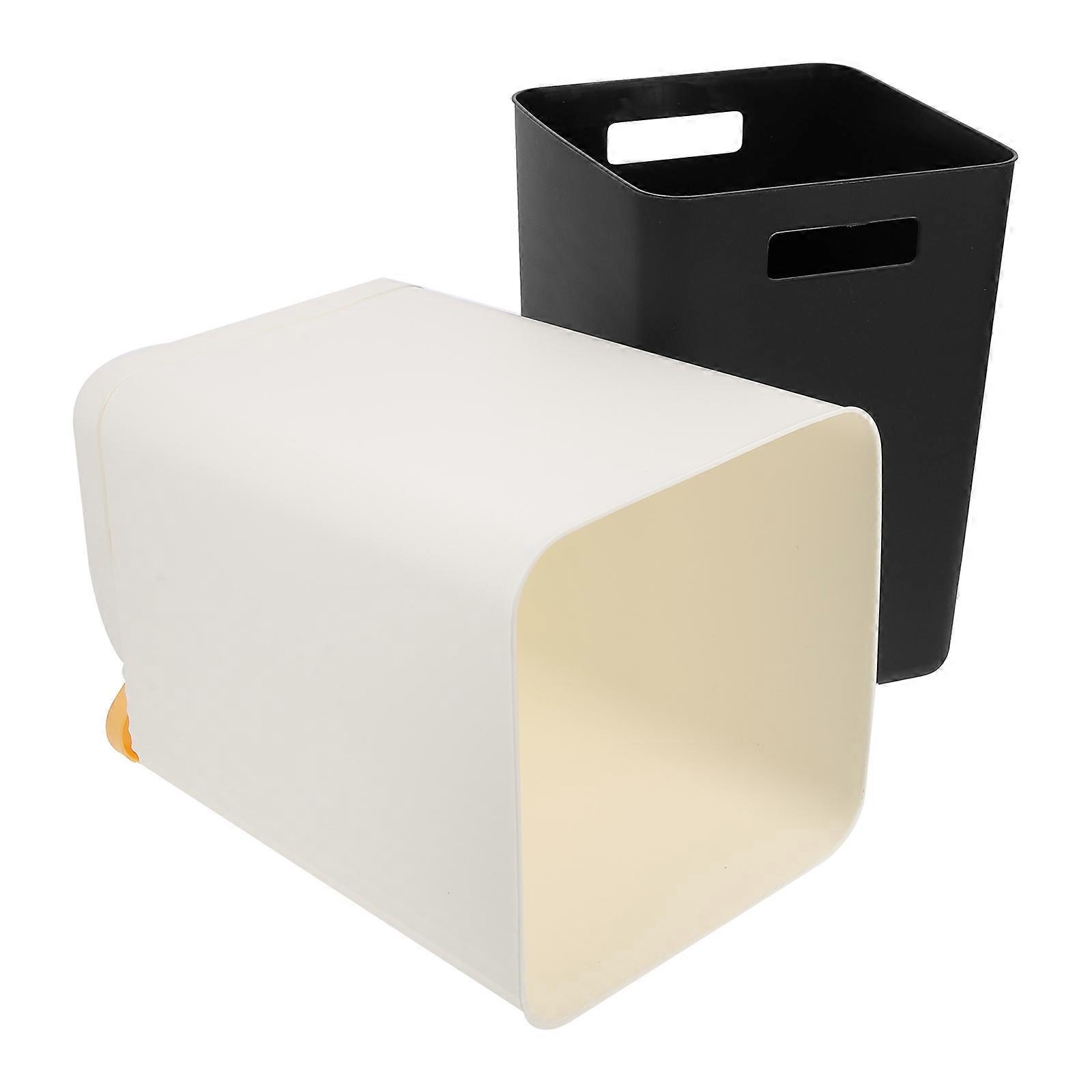 Living Room Trash Bin Household Waste Container with Lid 2Pcs