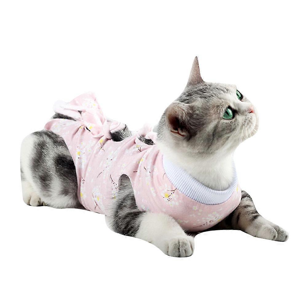 Pink Cat Recovery Clothes for Post-Operative Use 2Pcs Comfortable Suit