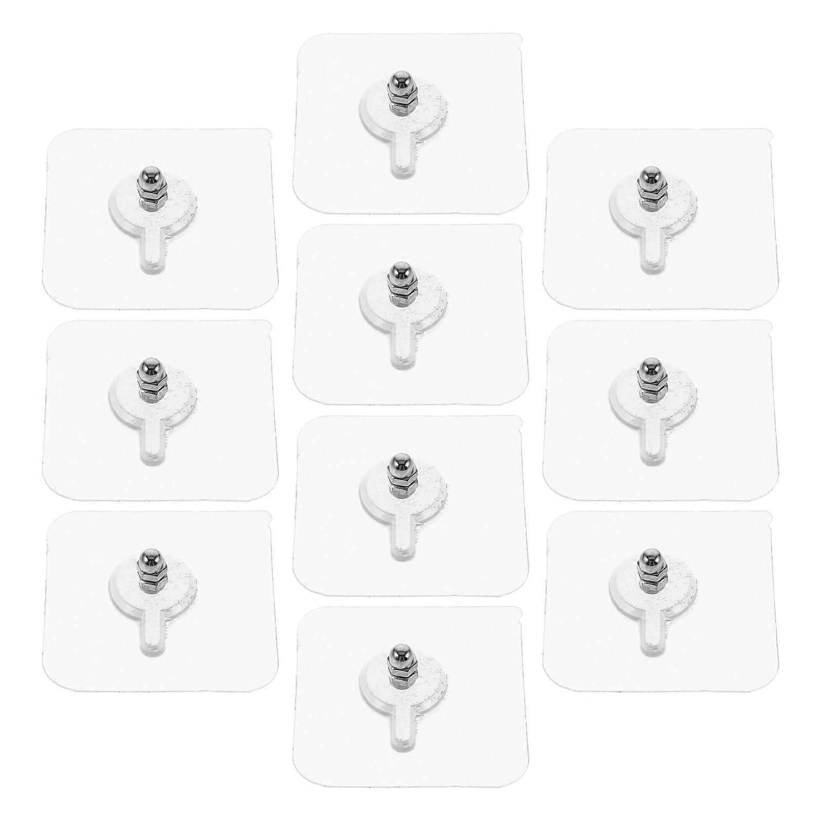 10Pcs Non-Trace Adhesive Screw Pads For Wall Accessories In Kitchen With Silver Color And Square Shape For Hanging Needs