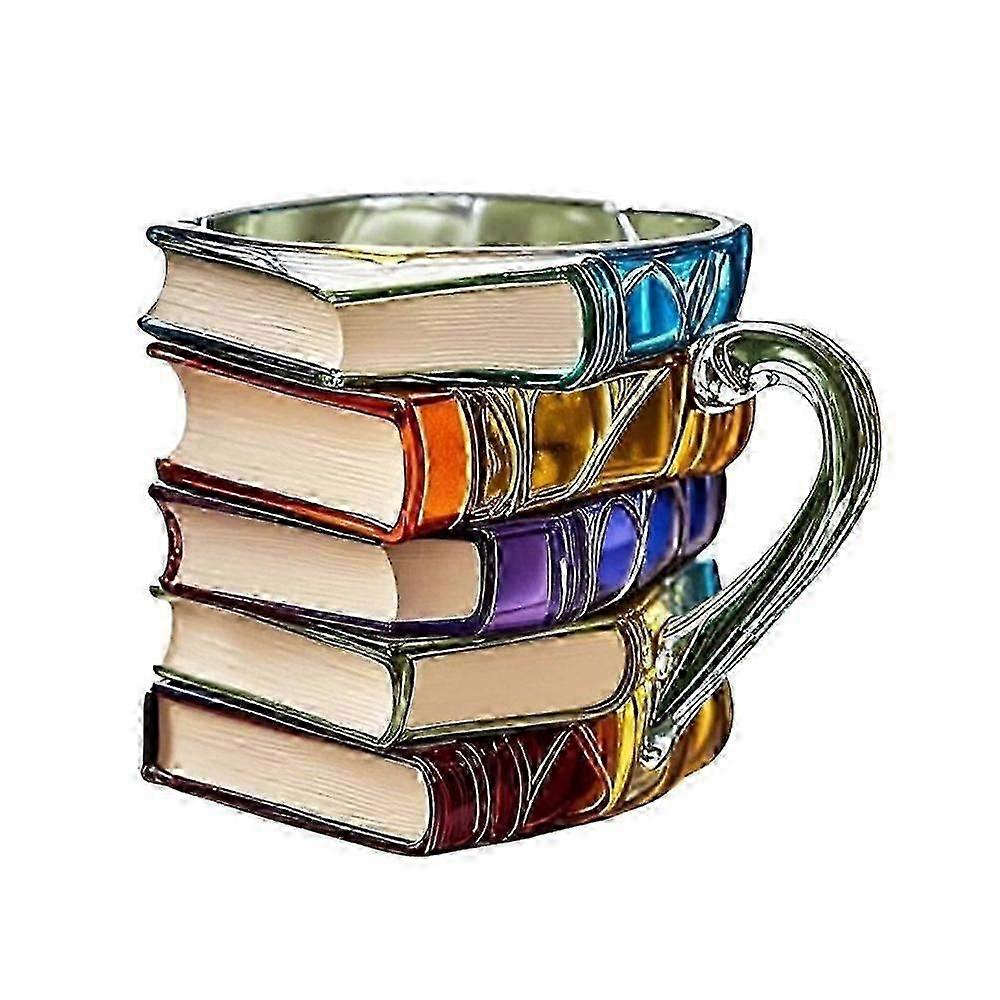كوب كتاب ملون ، 2025 الجدة 3D مرسومة الكتب كوب القهوة ، مجموعة هدايا لمحبي الأدب 0619