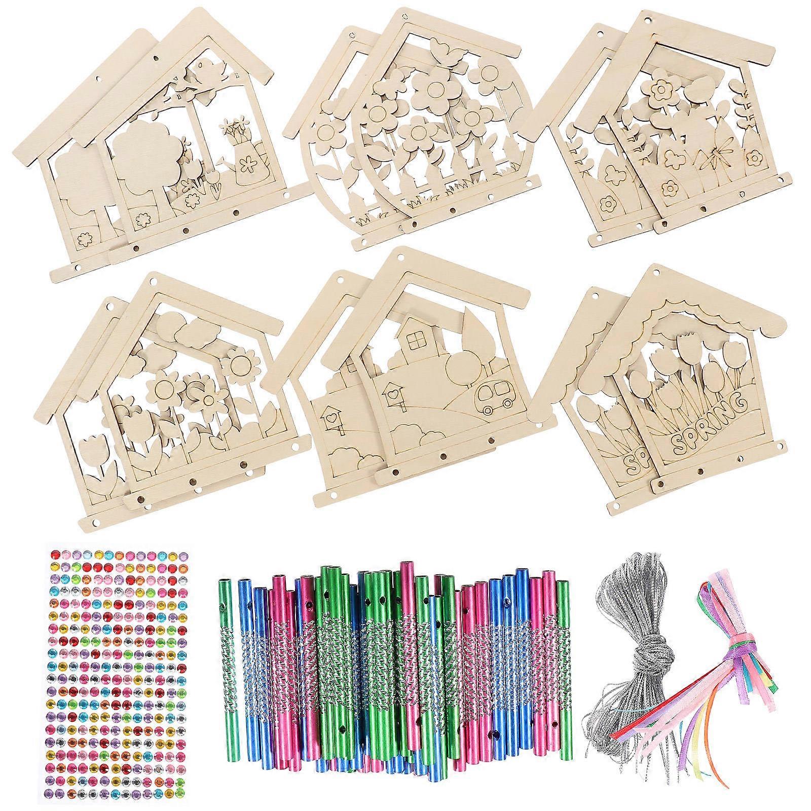 Wood Wind Chimes DIY Wind Chime Set with 5Sets for Party Decor