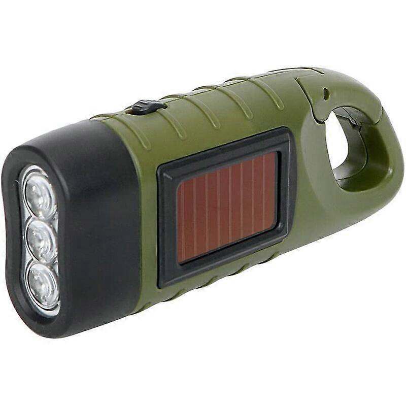 Portable Solar Powered LED Flashlight with Dynamo Hand Crank for Camping,