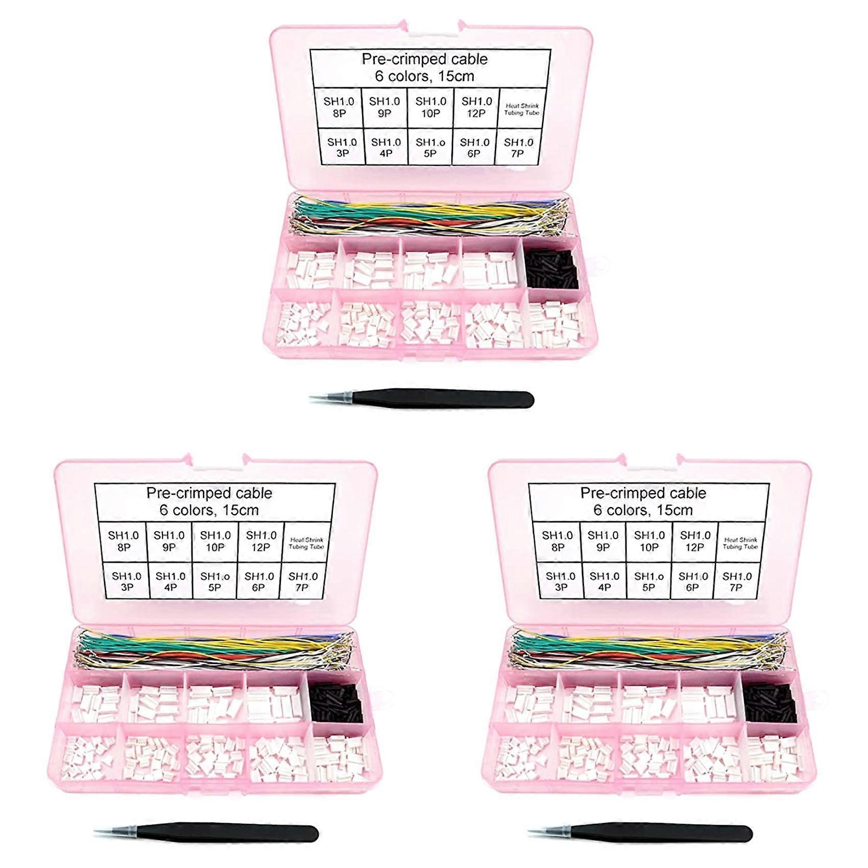 3X SH1.0 Connectors and Pre-Crimped Cables SH1.0mm for FPV Drone Flight Controller 15cm Wire