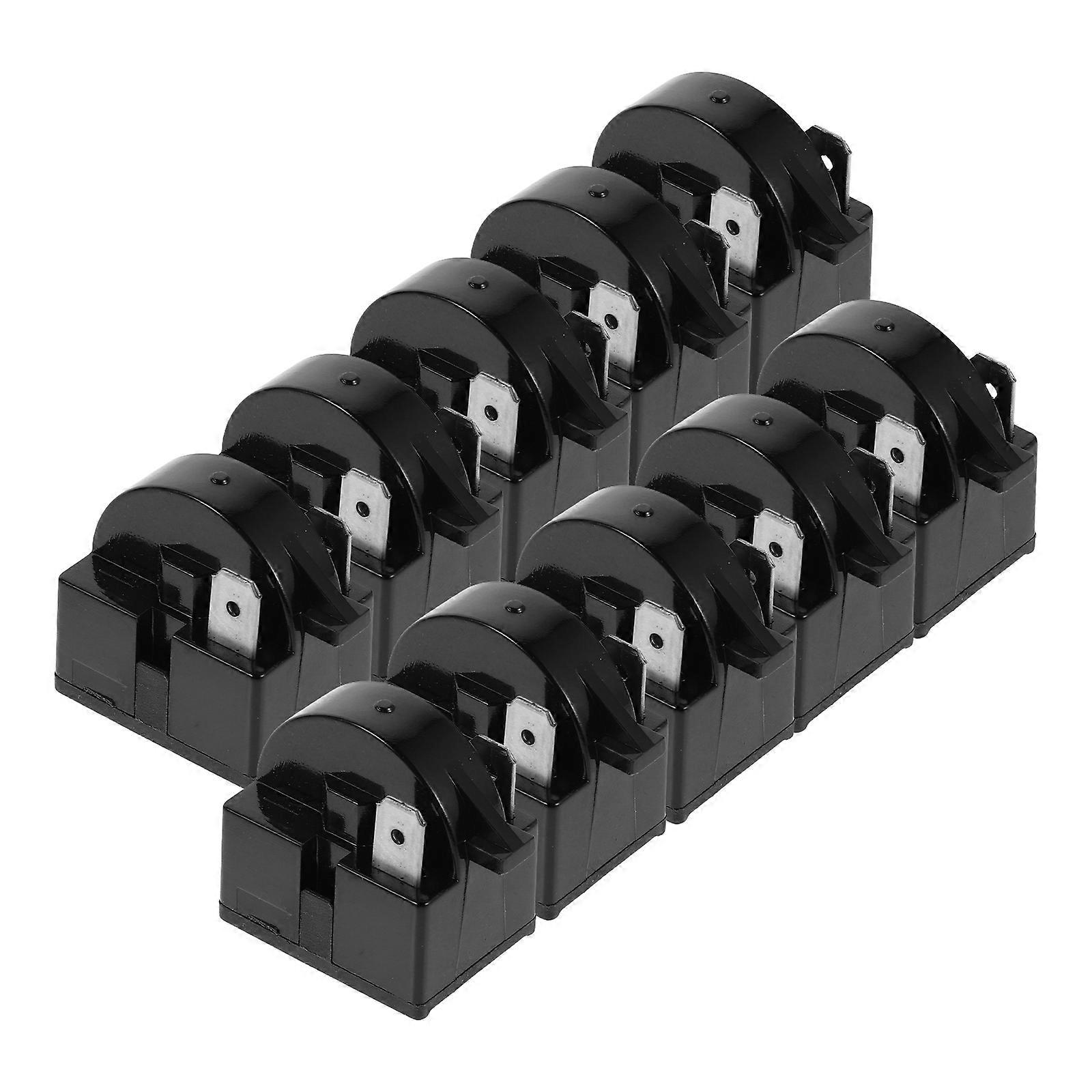 10Pcs Refrigerator Relay Ptc Starter for Compressor Overload Safety Black