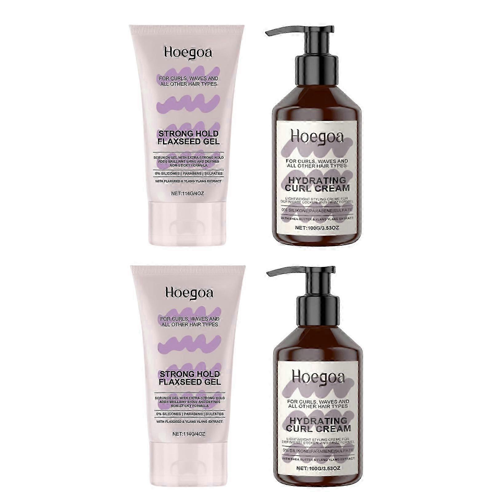 2X Curls Strong Hold Gel + Hydrating Curl Cream Set, Long-lasting Extra Strong Scrunch Gel for Defined Curls, Curl Cream for Smooth & Defined Curls