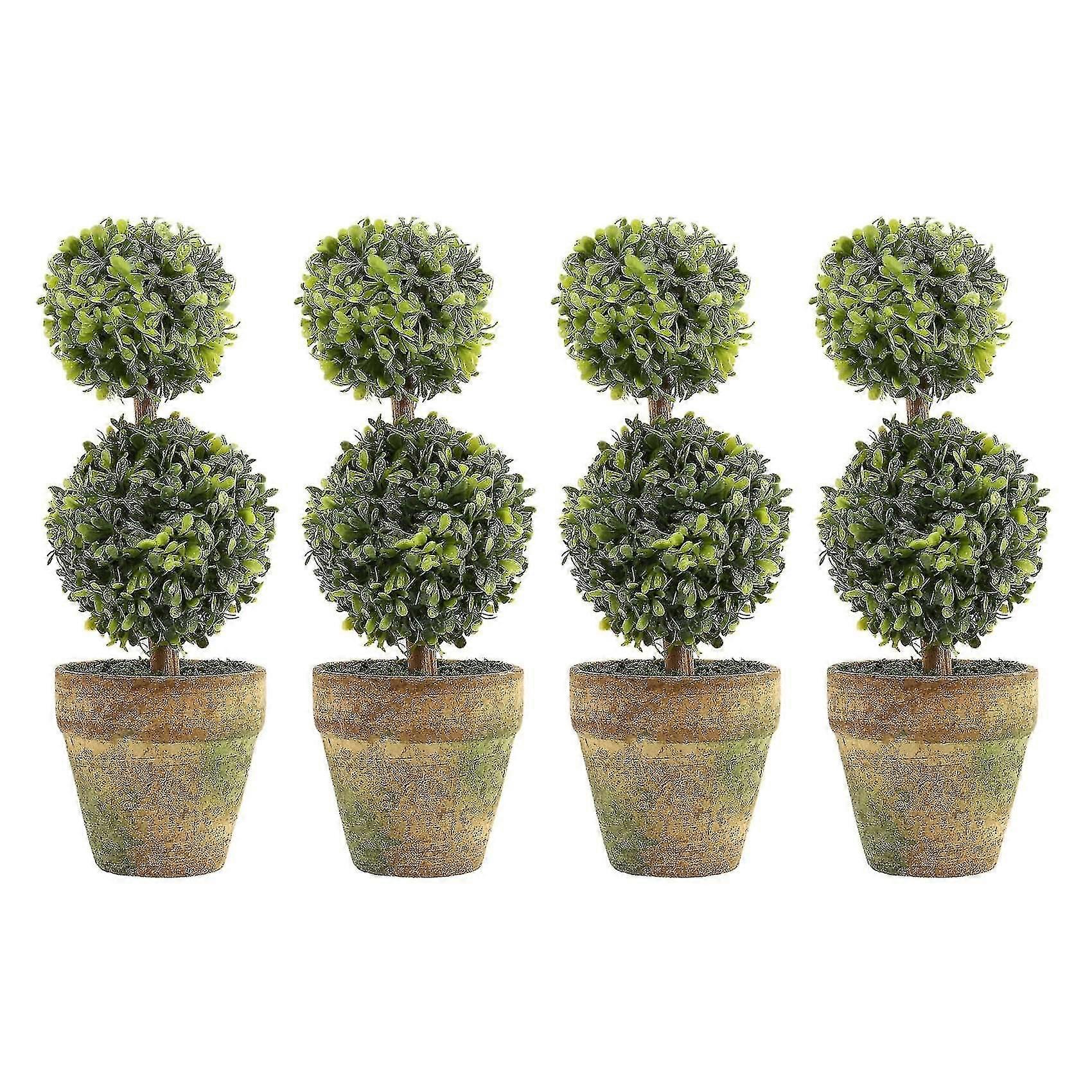 花鍋植物鉢の装飾パターンの人工プラスチックの木:2つのボール