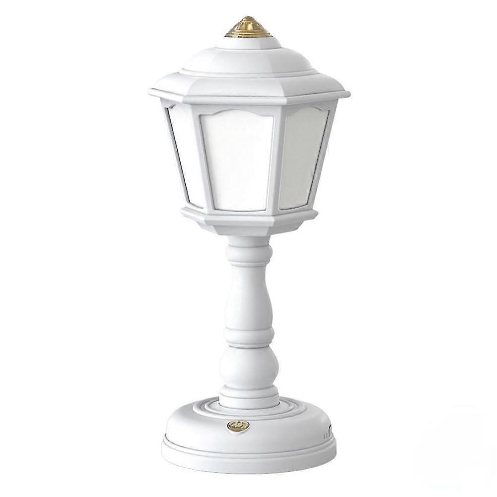 Retro LED Desk Lamp USB Charging Bedside Table Lamp Mini Light Three Color Temperatures Dimmable White
