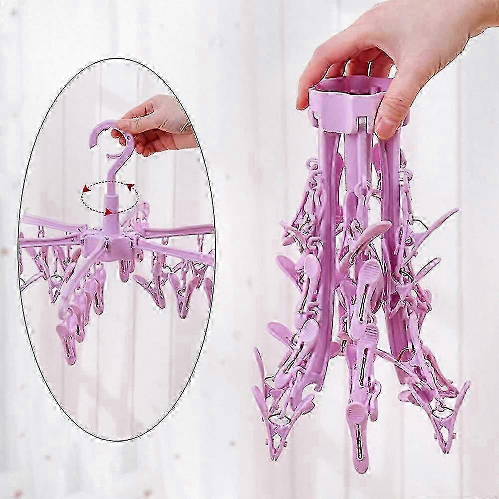 Rotating 24-Peg Laundry Dry Rack: Space-Saving Hanging Organizer Solution