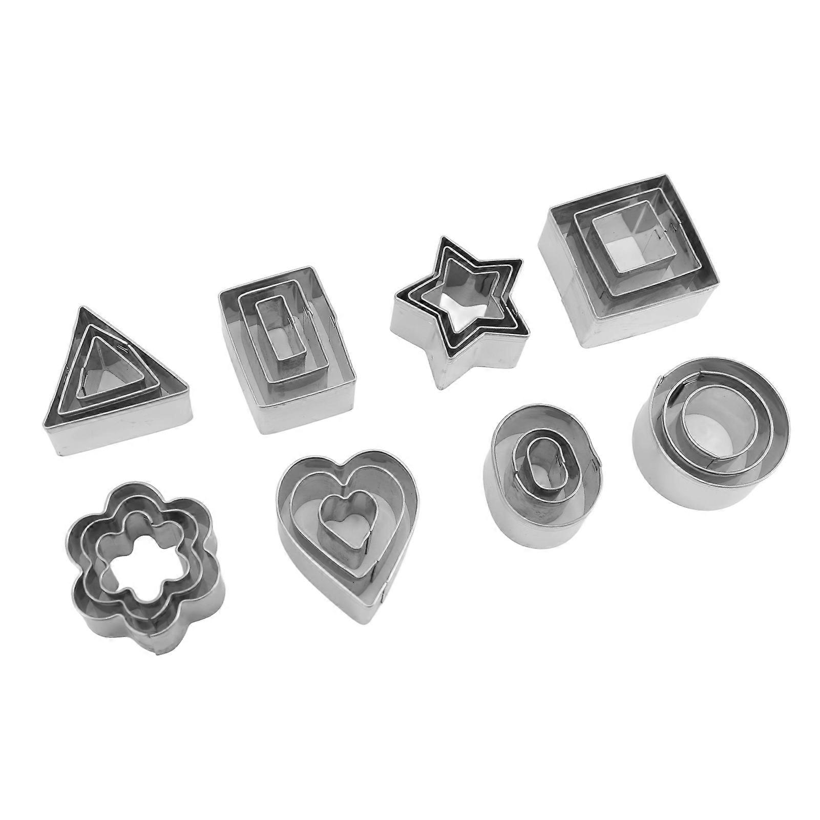 Cookie Cutters Set Round Star Flower Heart Square Rectangle Triangle Stainless Steel Cutters for Baking 