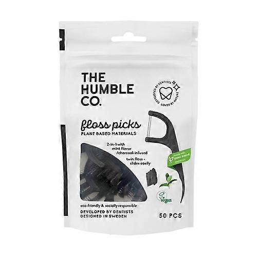 Dental floss holder + toothpick charcoal-mint 50pieces 1 unit