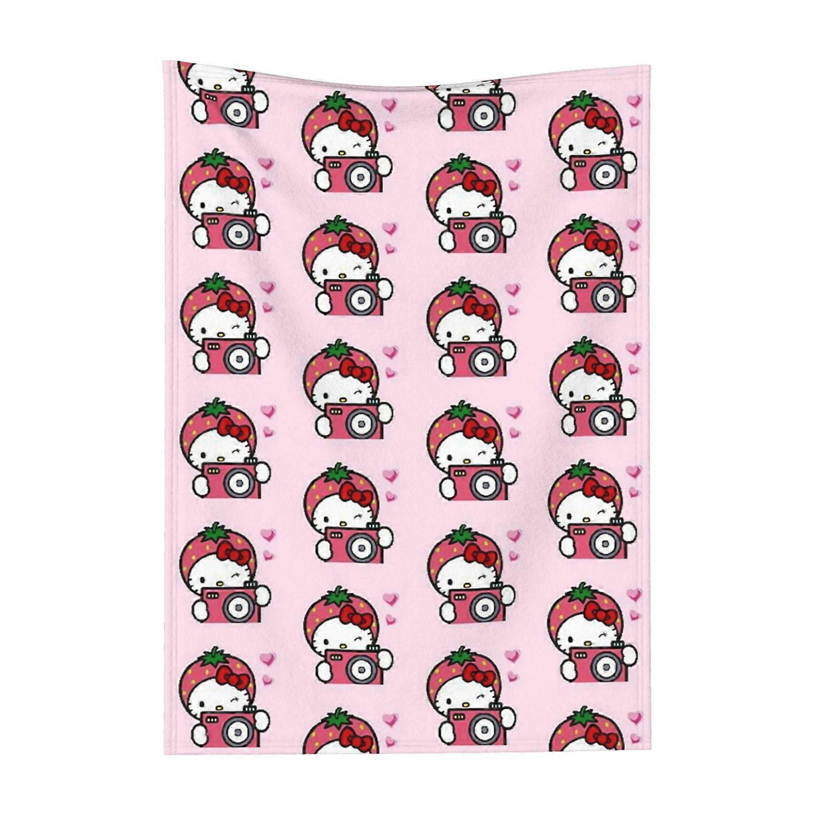 Hello Kitty Pattern Lightweight Soft Flannel Blanket Suitable for Cat Lovers Sofa Living Room Comfortable Plush Blanket 30x40in (Vertical)