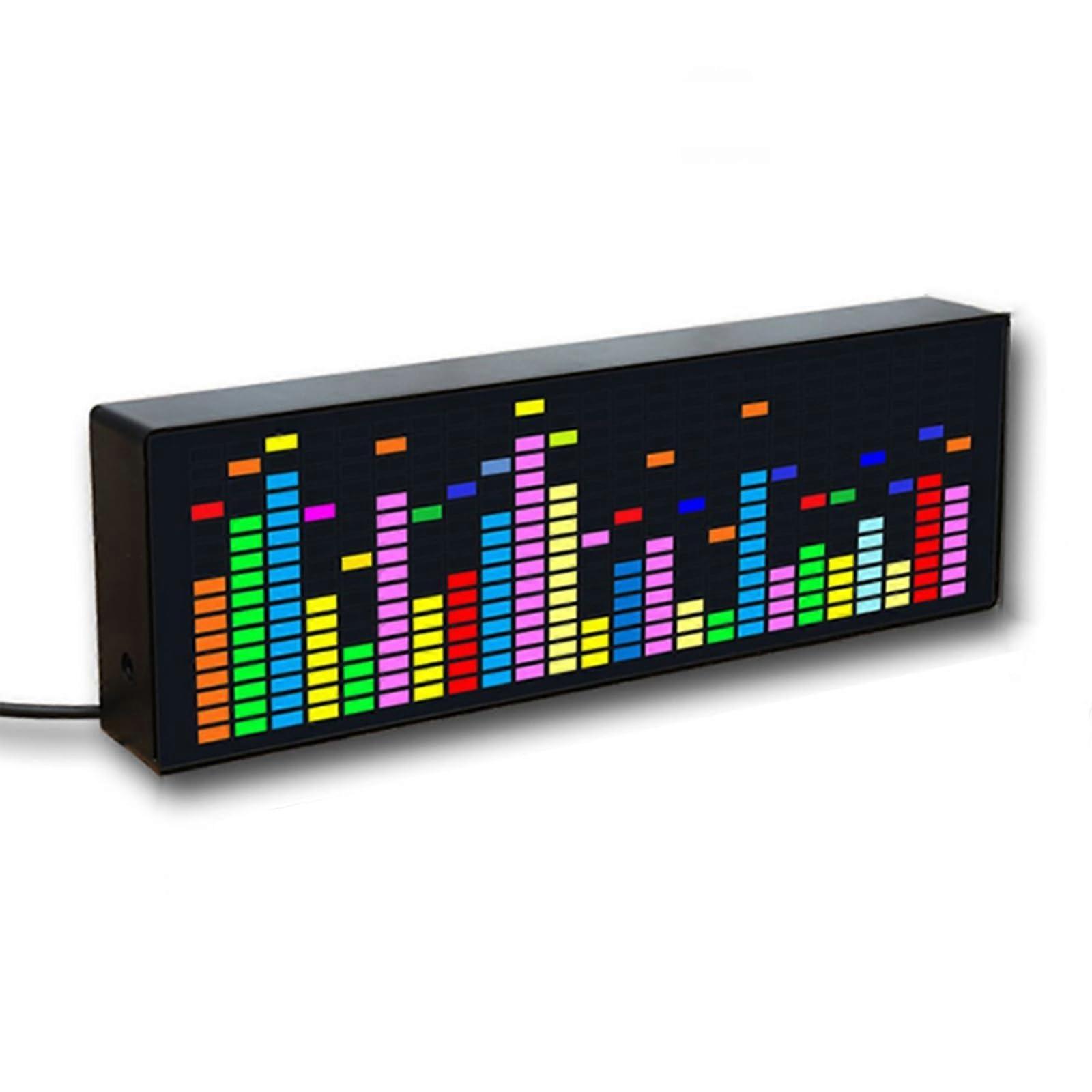 LED Music Spectrum Clock RGB Audio Spectrum Analyzer 1624 Segment Rhythm Light 20 Dynamic 7 Color Effects Bedroom