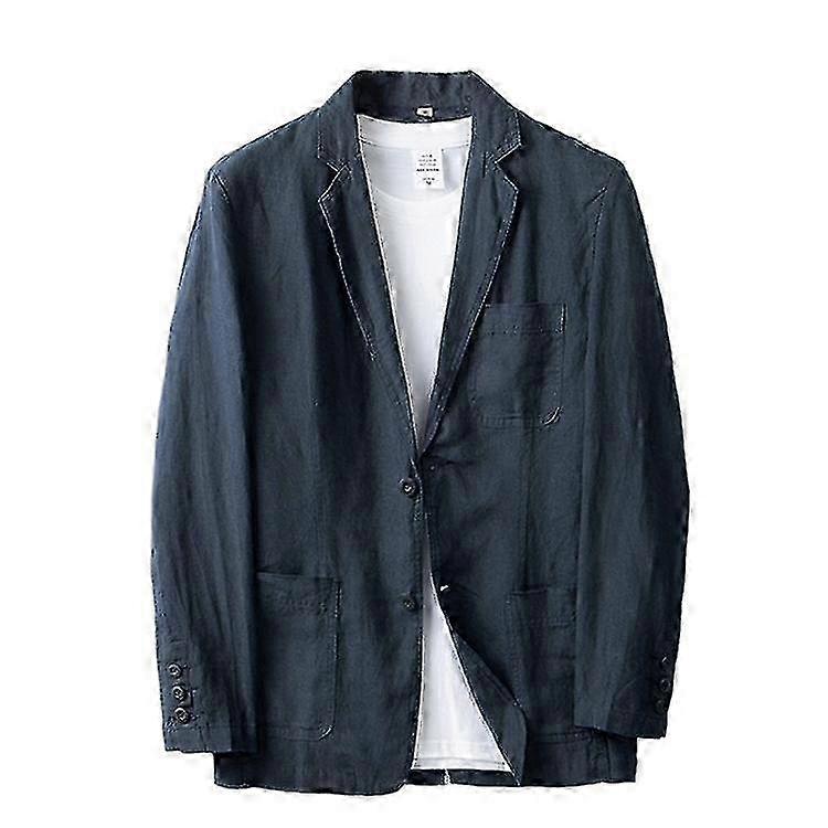 Men's Two Button Linen Coat Lightweight Blazer for Summer