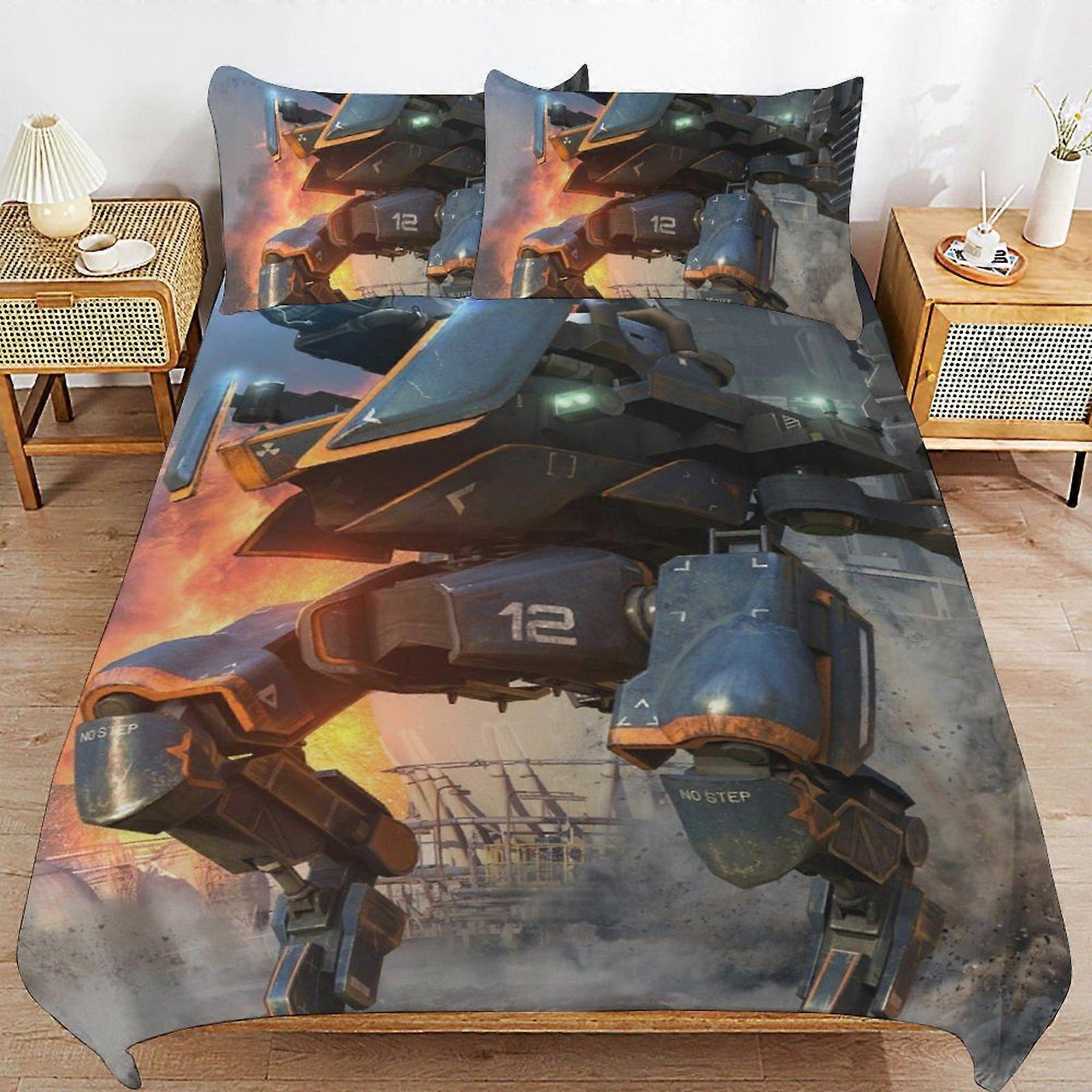 d251 War of the Robots Long Thread Comfort Soft Zipper Closure Functional Fit Bedding Duvet Cover Sets for Restful Sleep b251