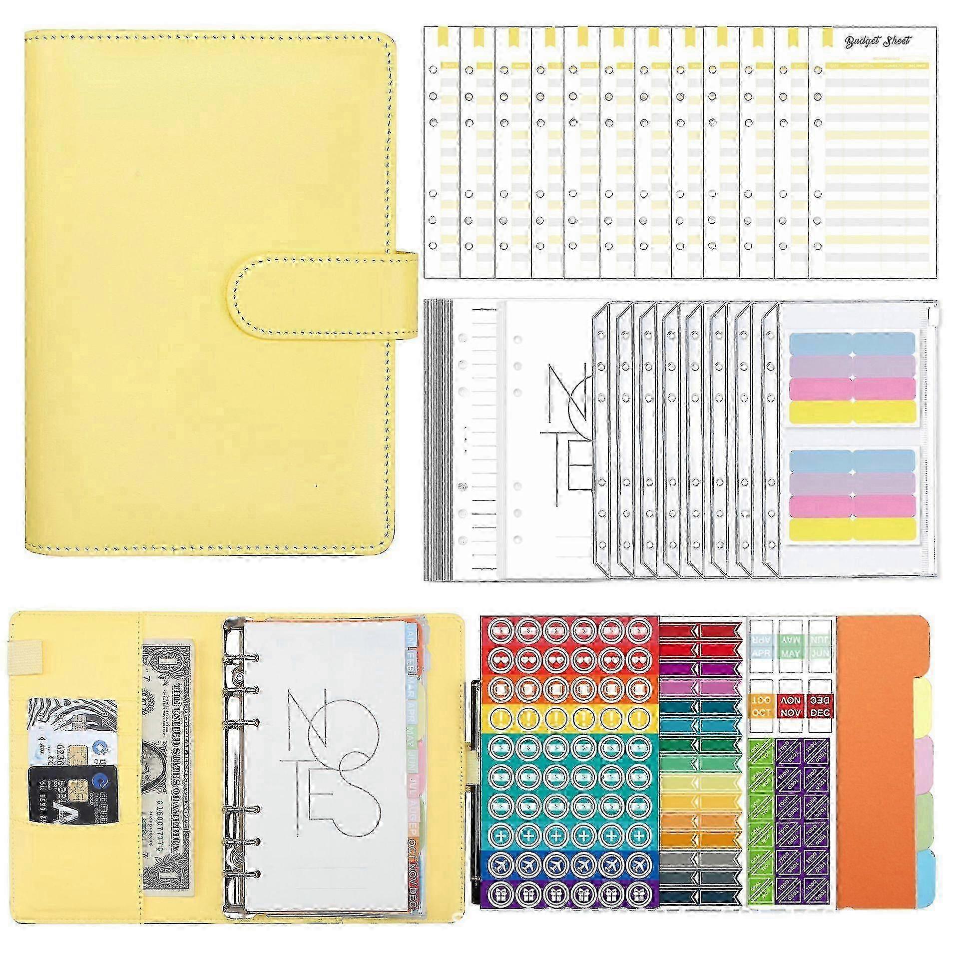 A6 Budget Binder With Zipper Envelopes Pu Leather Refillable Money Saving Binder