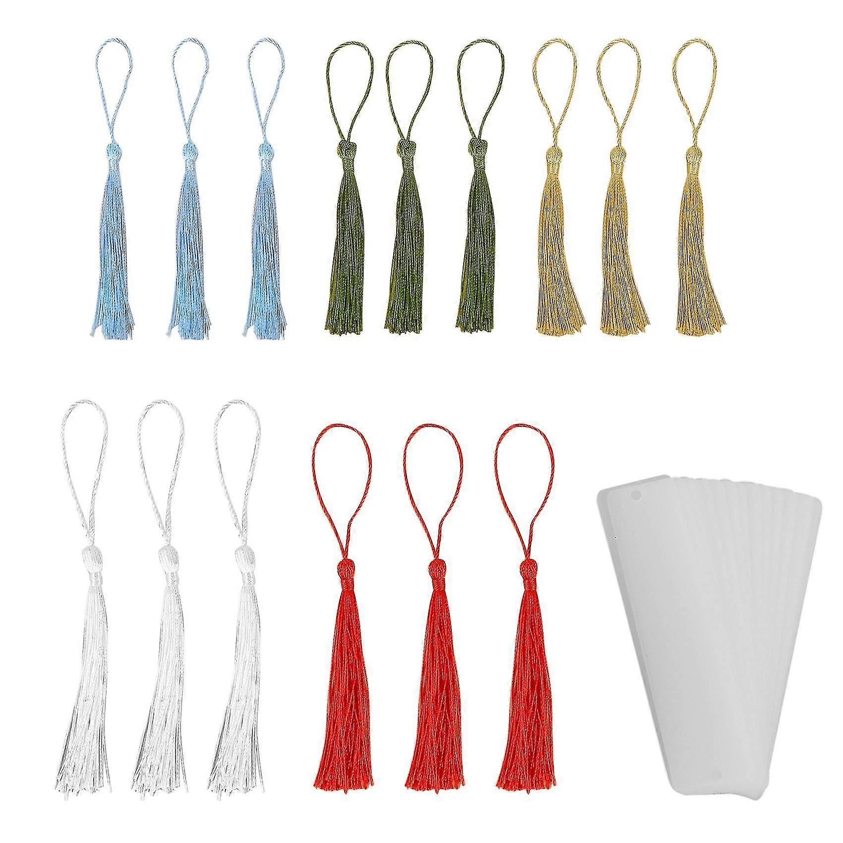 15 Pcs Rectangle Acrylic Bookmark Blank Clear Diy Unfinished Book Markers With Colorful Tassels Orn