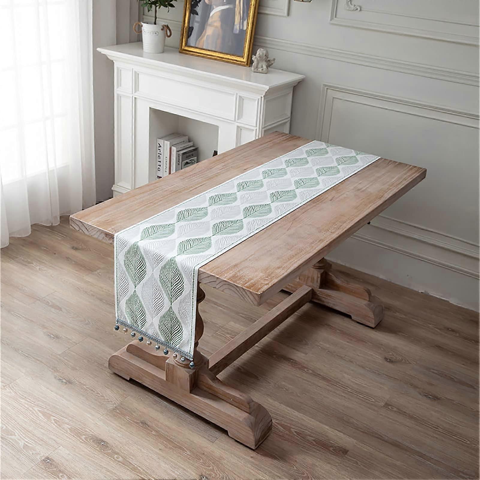 Woven Table Runner Elegant And Luxurious Checks And Wave Pattern 33X160CM Color A For Dining Room