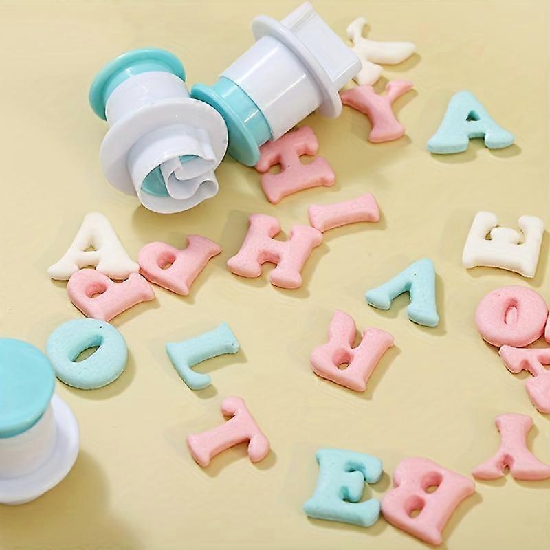 10/26pcs Alphabet and Numbers Cookie Fondant Cutters, Biscuits, Spring Molds, Fondant Cake Prints, Plastic Molds Tool