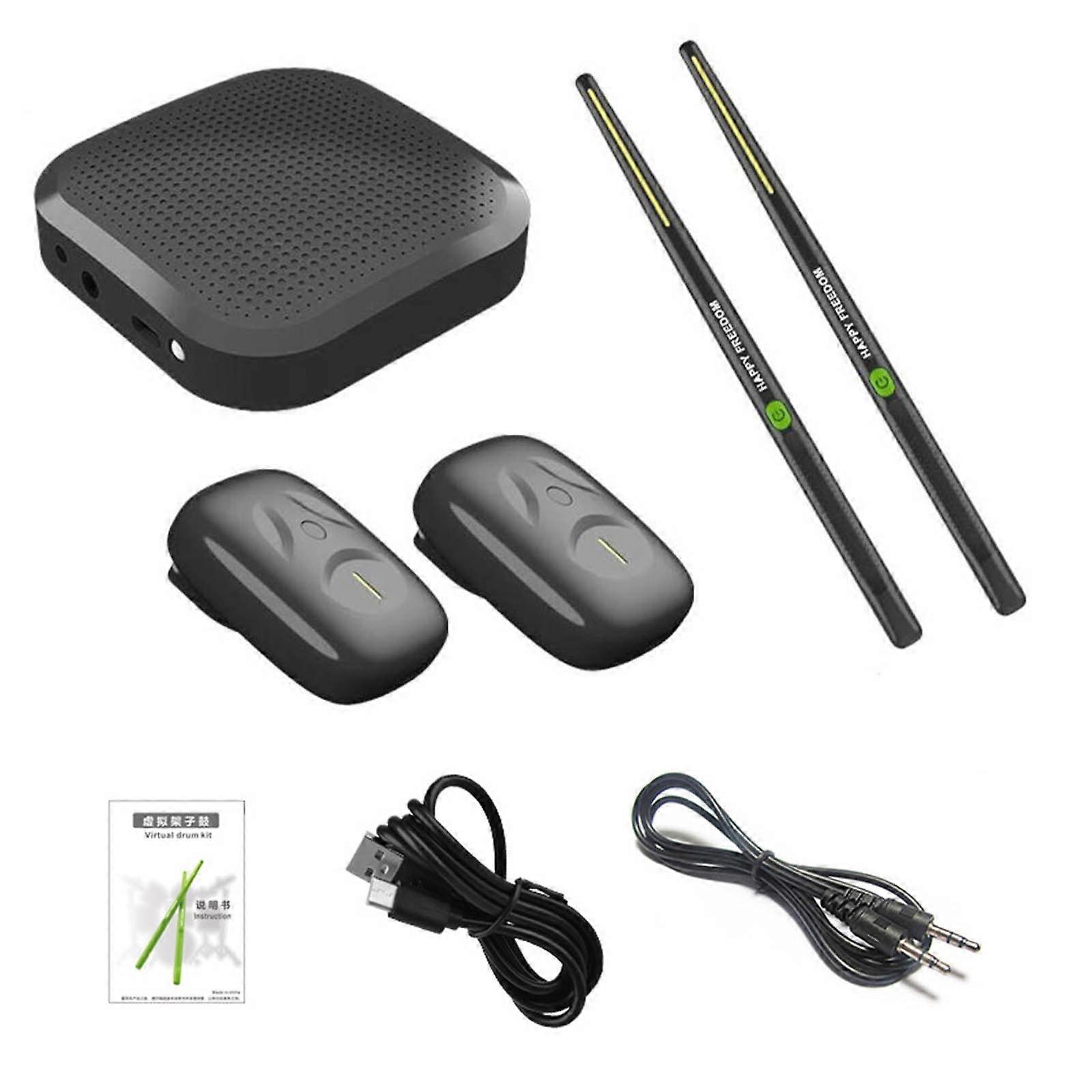 ManTuo Virtual Electronic Drum Set with Drumsticks, Pedals, Bluetooth & 8 Sound Sensors - Compatible with iOS/Android