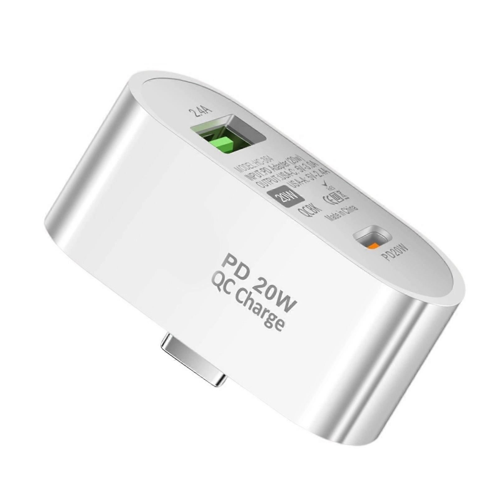 Portable Type C Splitter USB 2.4A Charging Adapter 20W Type C Mobile Phone Fast Charging Fast Speed for Laptop  White