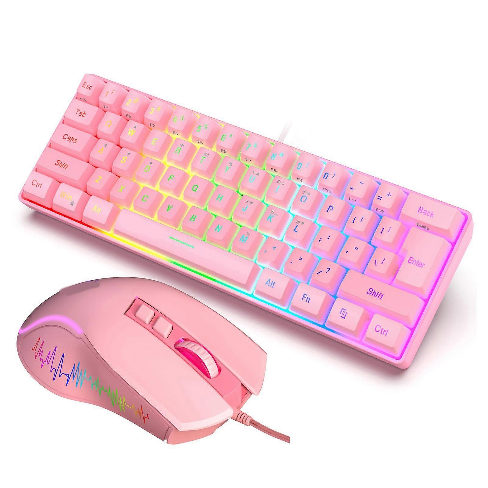 Office Keyboards Mouse Set With Responsive Key Precise Sensorings Universal Compatibility Systems Easy Installation  F pink