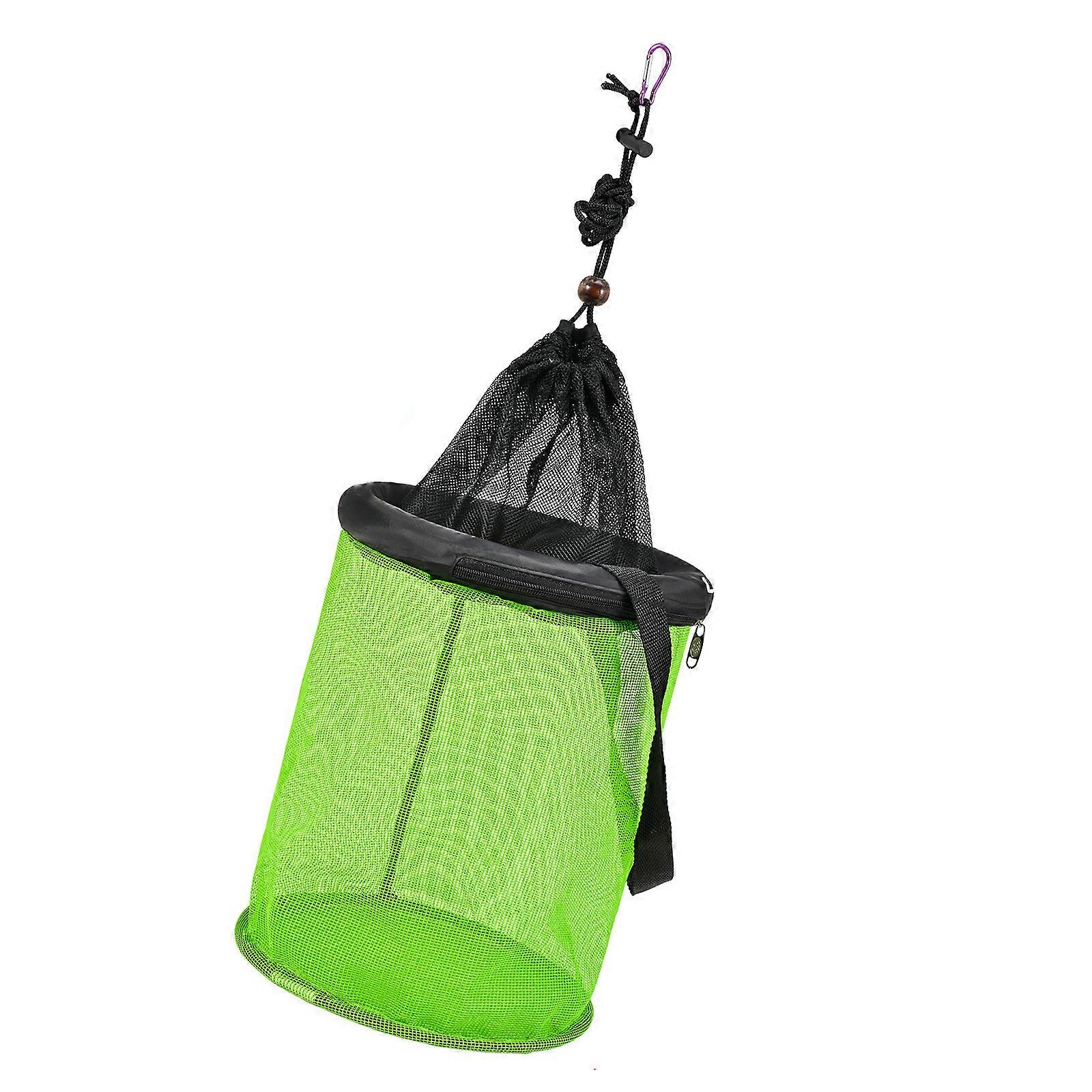 Nylon Net Baits Storage Cage for Keep Crayfish Minnows Floating Fishing Basket Bucket Foldable Fishing Net Holder  35cm